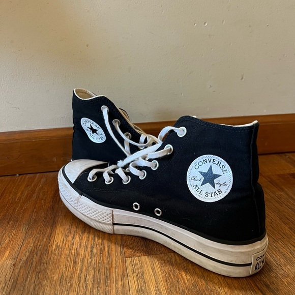 Converse All Star Black High-Tops Platform - Picture 1 of 9